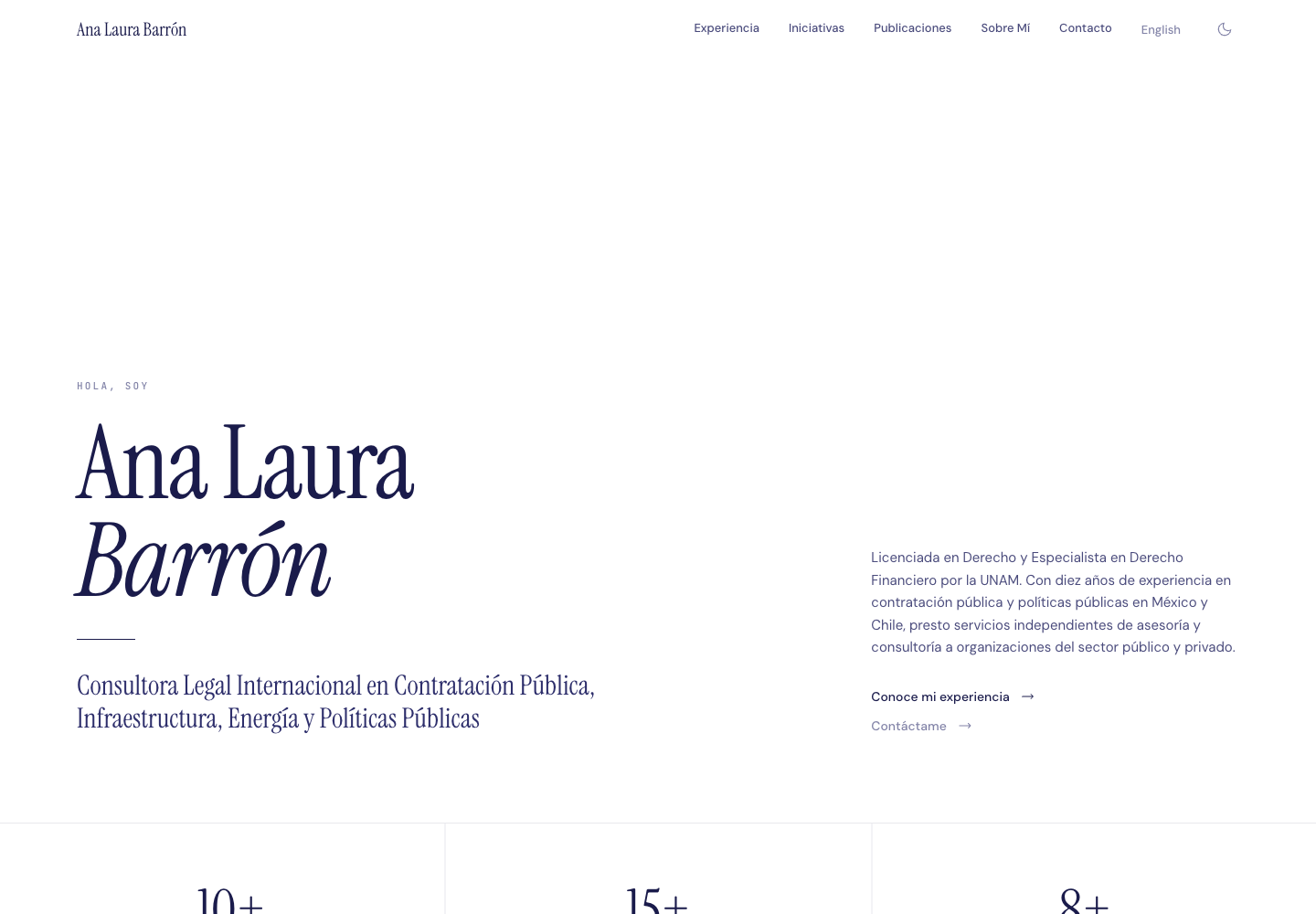 Ana Laura Barrón’s legal consulting homepage