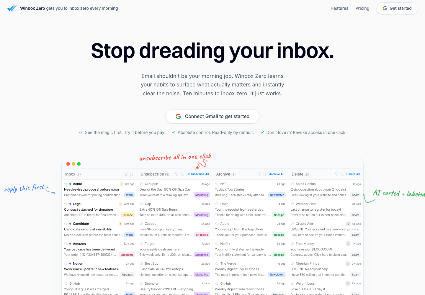 Winbox Zero marketing homepage